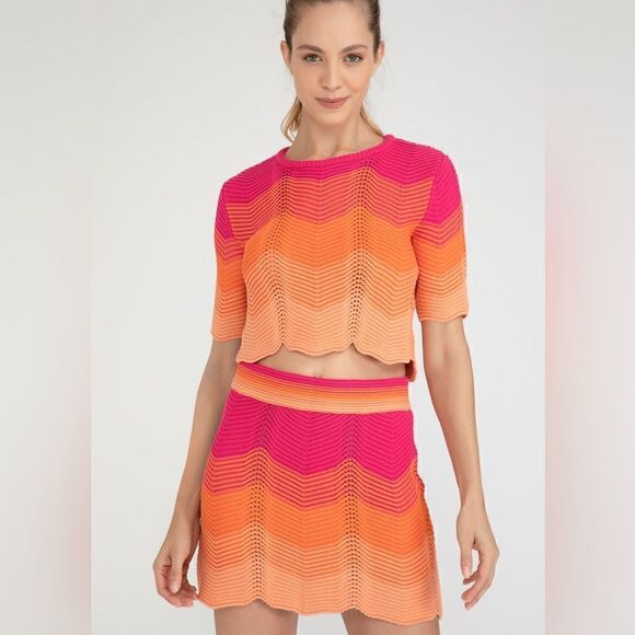 Paola Bernardi  MEL Crotchet mini SKIRT - PINK & CORAL Size S NWT$358 - Picture 2 of 8